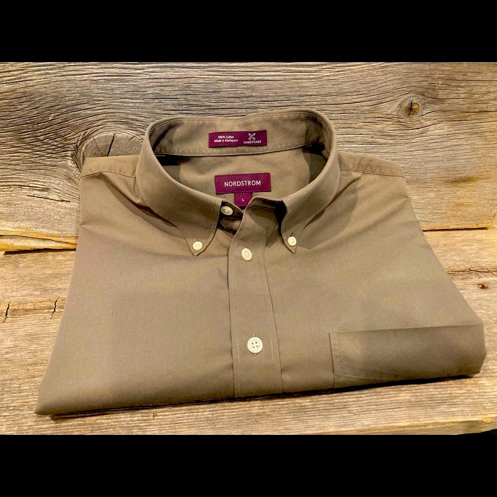 NORDSTROM Taupe Mens Large Sports Shirt